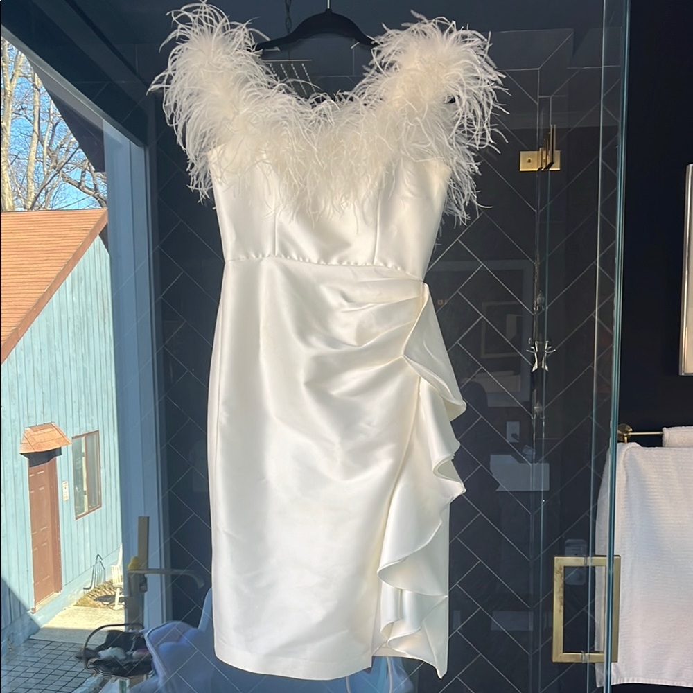 Badgley Mischa Ostrich Feather Cocktail Dress